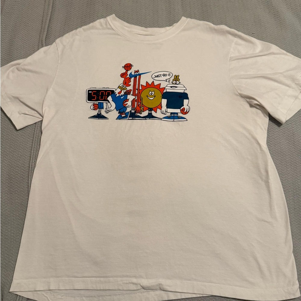 Nike White Tee with Gray Logo Print